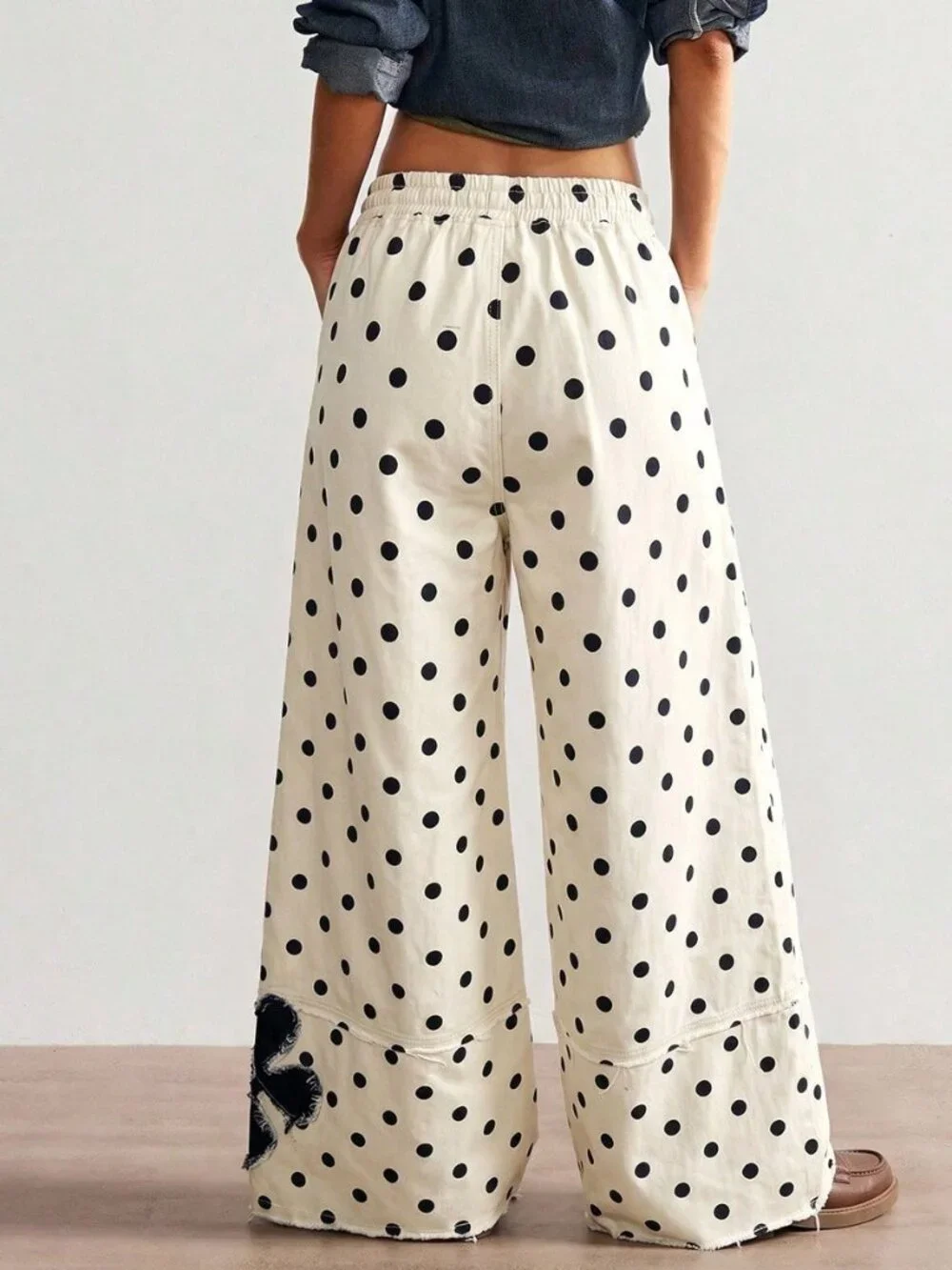 Multicolor Casual Boho Women's Polka Dot Patchwork Loose Wide Leg Pants